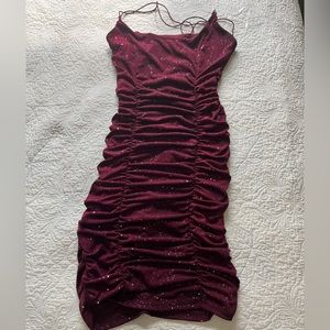 Maroon/Purple Color Tight Fitting Mini Dress SIZE SMALL